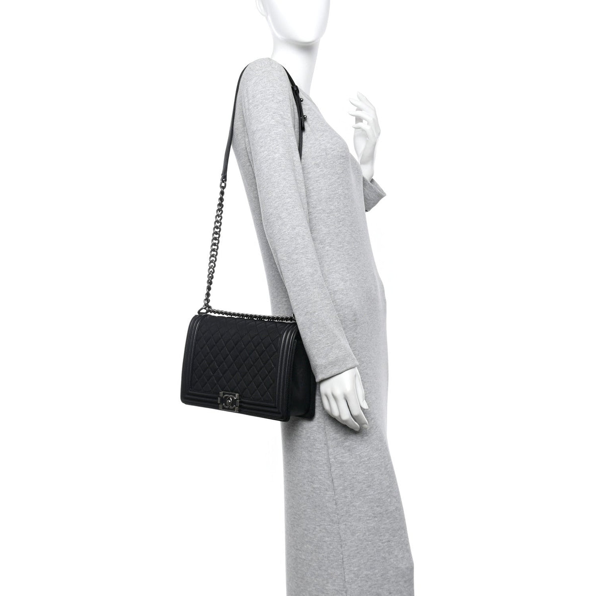 Medium Quilted Calfskin Flap Shoulder Bag - Black
