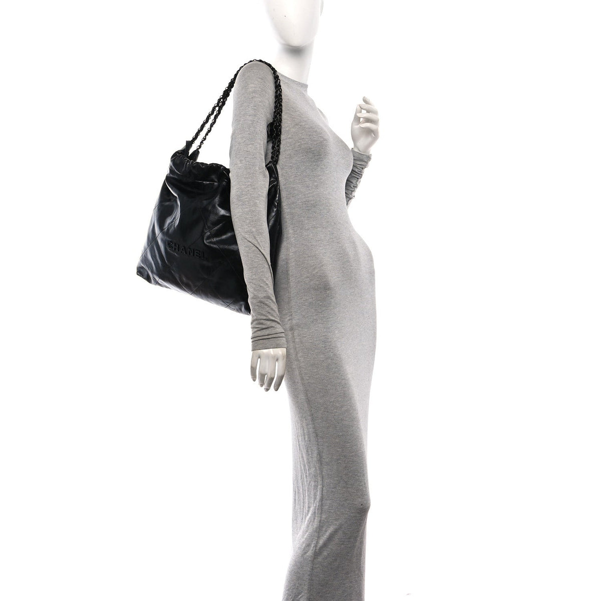 Large Quilted Calfskin Handbag - Black