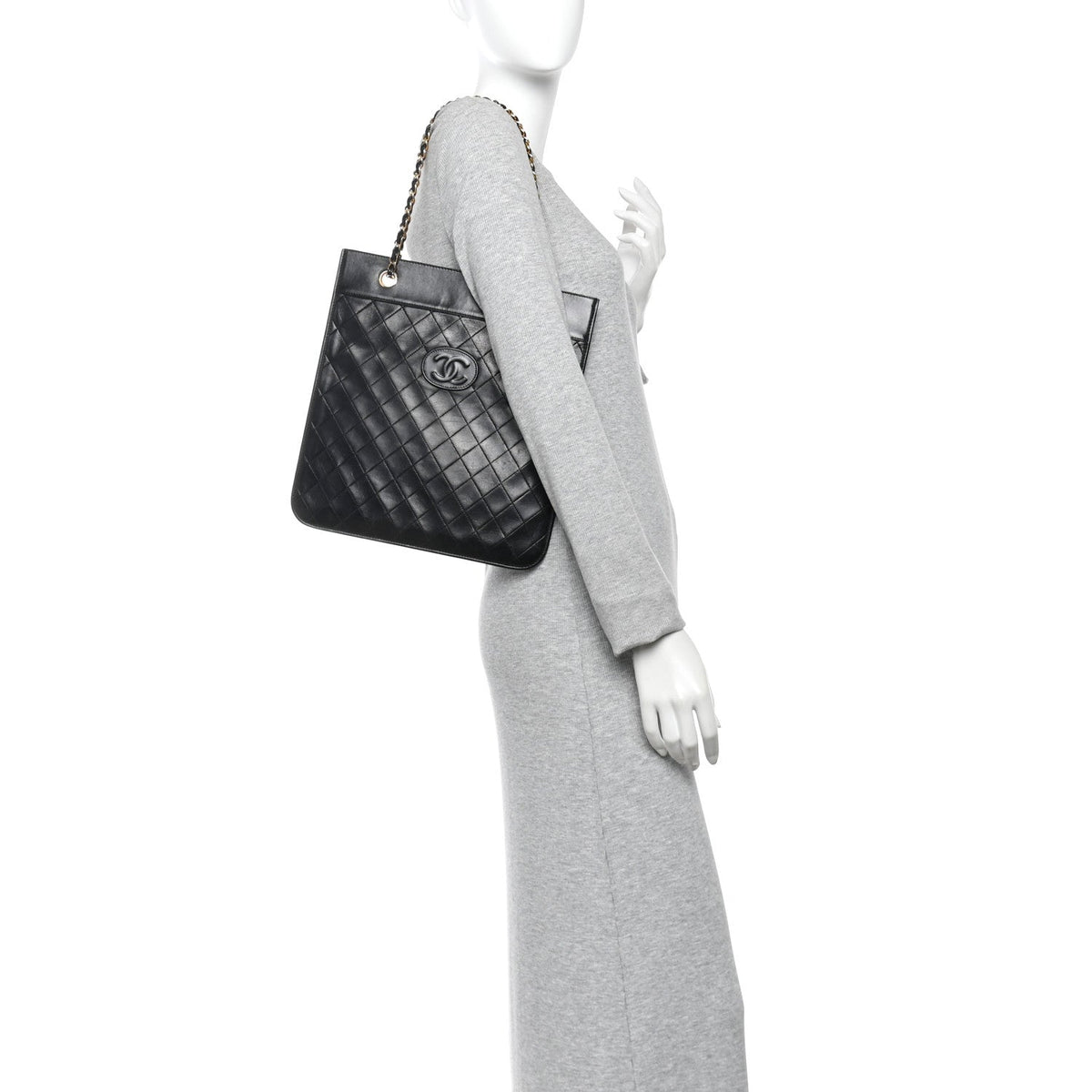 Quilted Lambskin Shoulder Bag - Black