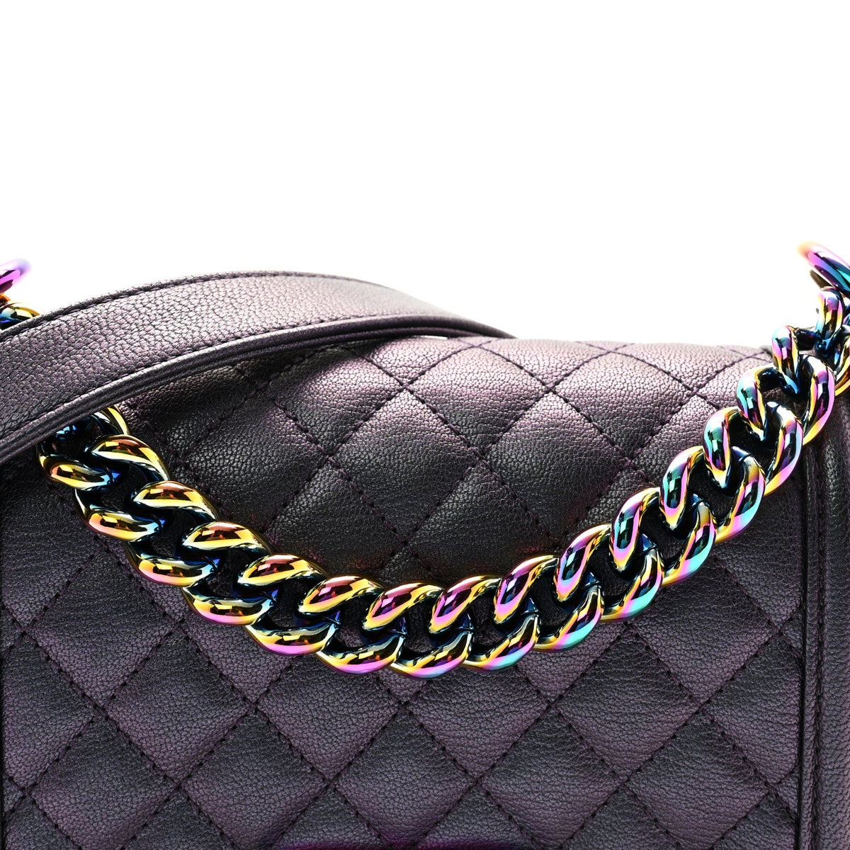 Small Quilted Goatskin Flap Shoulder Bag - Purple