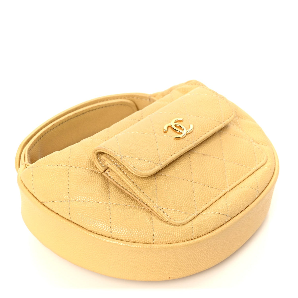 Quilted Caviar Hobo Bag - Yellow