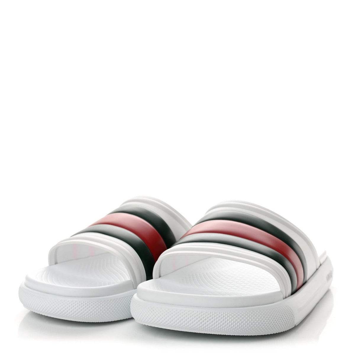 Gucci Rubber Web Men's Slide Sandals 12 White Green Red