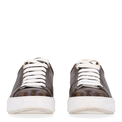 Louis Vuitton Monogram Women's Time Out Sneakers 38.5 Brown