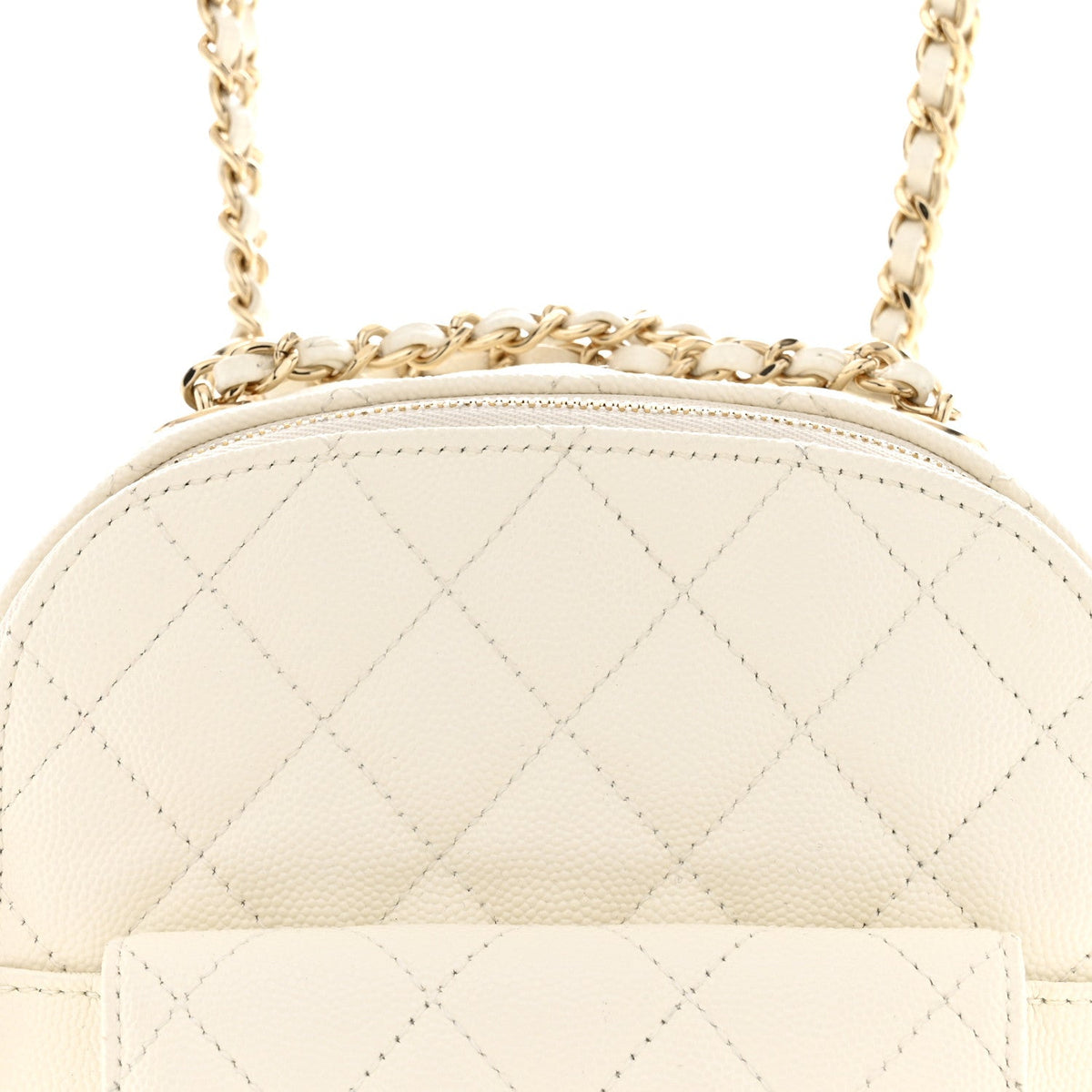 Small Quilted Caviar Backpack - White