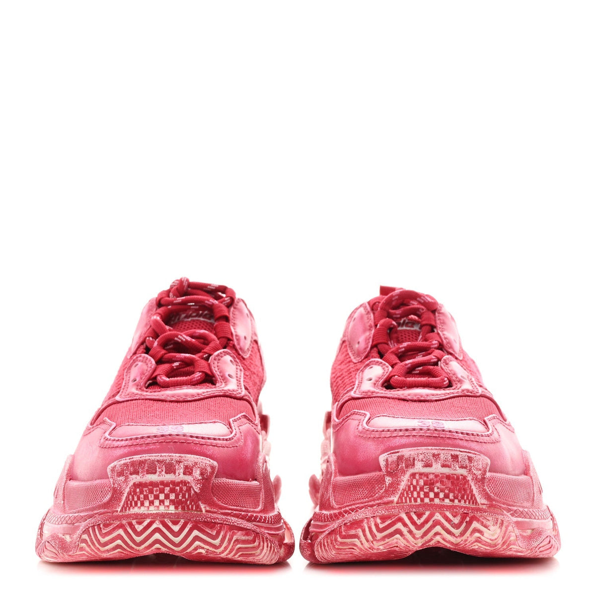 Balenciaga Fabric Mesh Women's Triple S Sneakers 38 Red