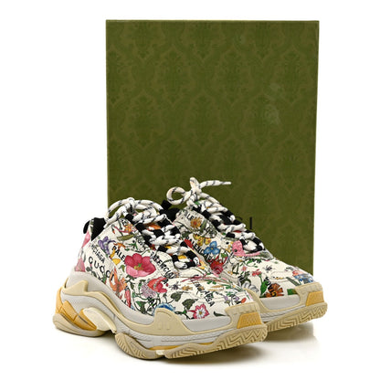 Balenciaga Fabric Women's Flora Triple S Sneakers Multicolor White