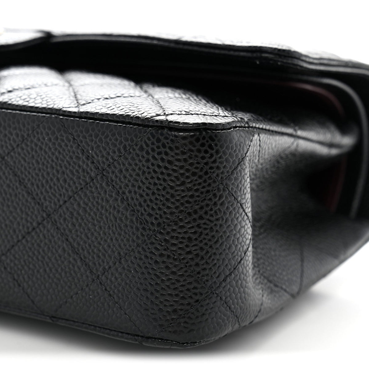 Medium Quilted Caviar Flap Shoulder Bag - Black