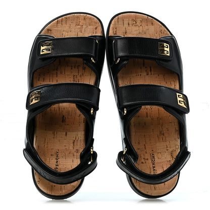 Givenchy Calfskin Women's 4G Strap Flat Sandals 37 Black