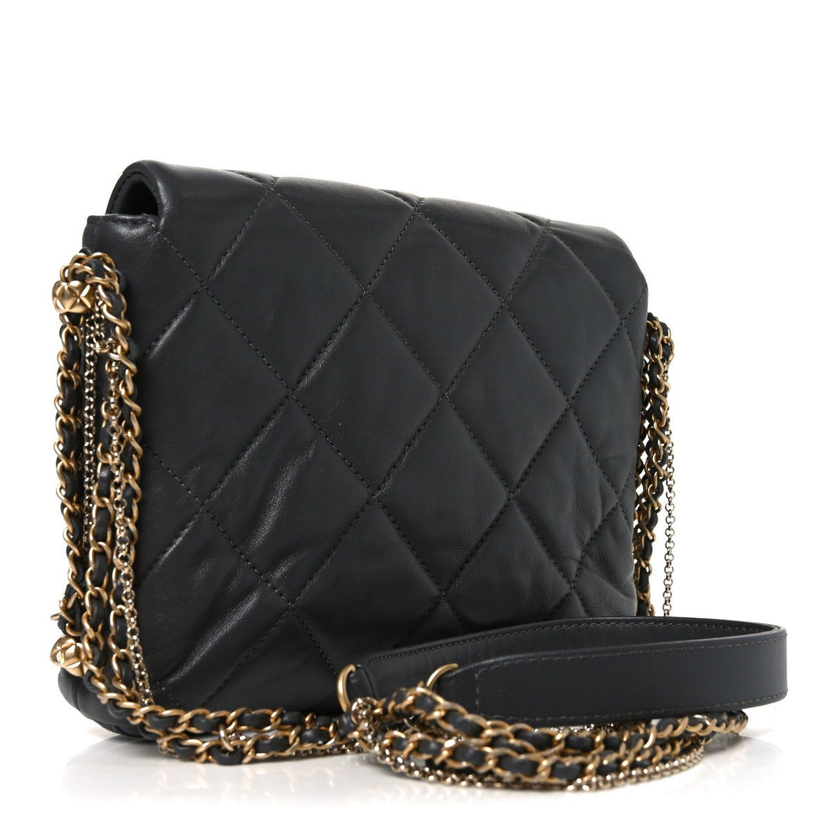 Mini Quilted Lambskin Flap Shoulder Bag - Grey