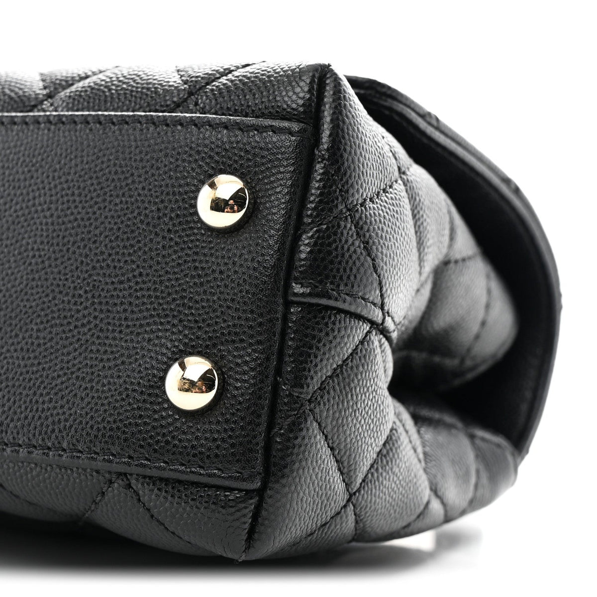 Mini Quilted Caviar Flap Shoulder Bag - Black