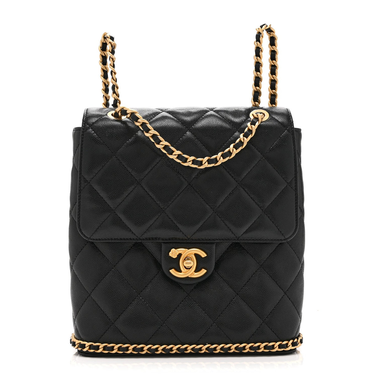 Quilted Caviar Backpack - Black
