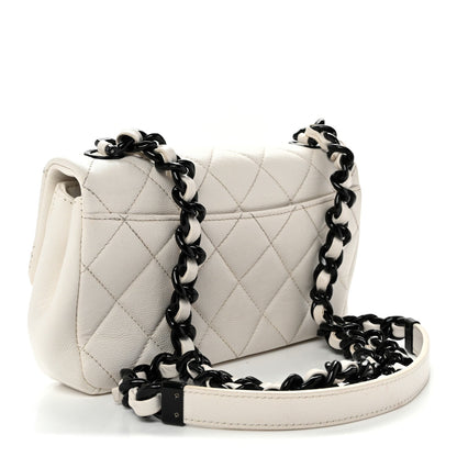 Small Quilted Caviar Flap Shoulder Bag - White