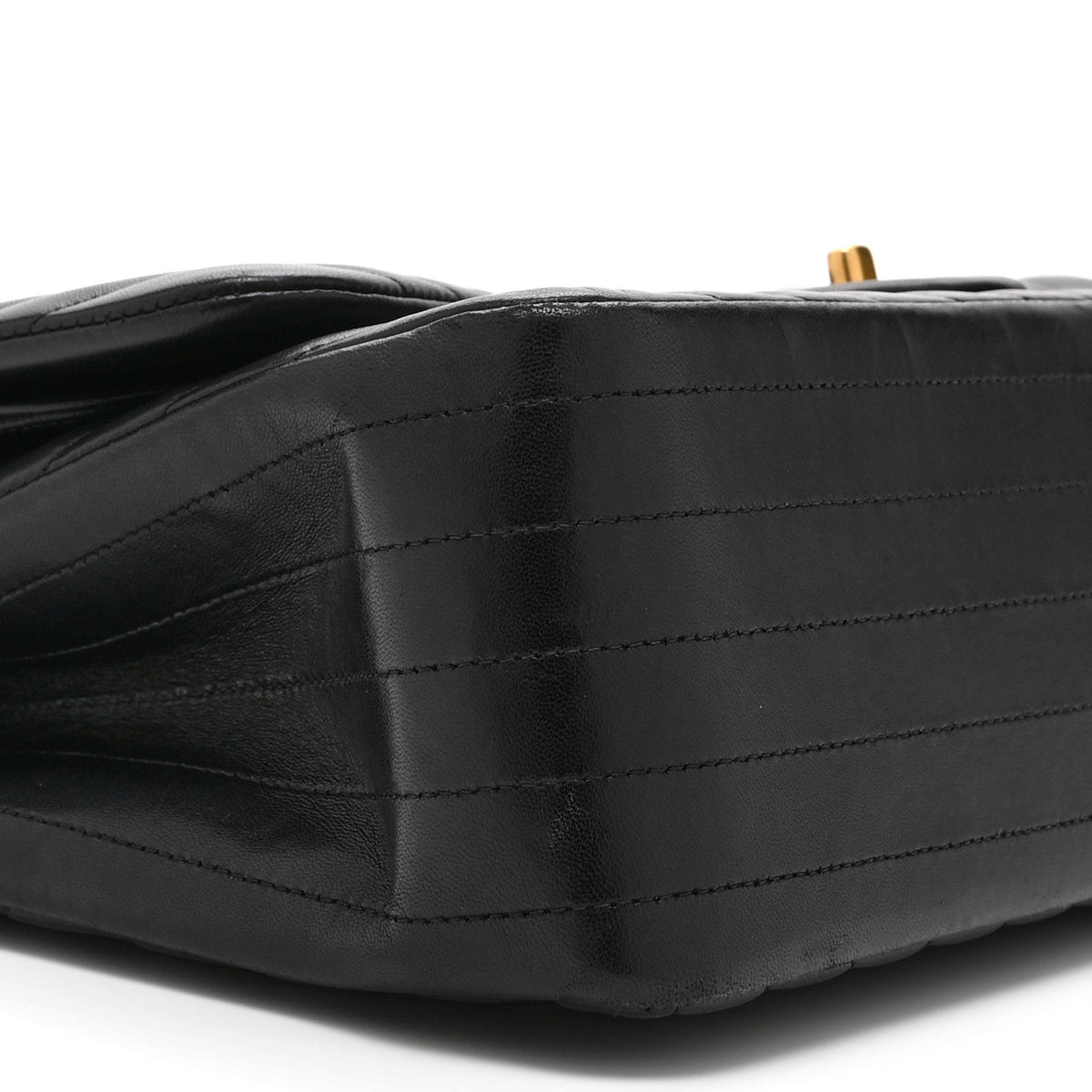 Quilted Lambskin Flap Shoulder Bag - Black