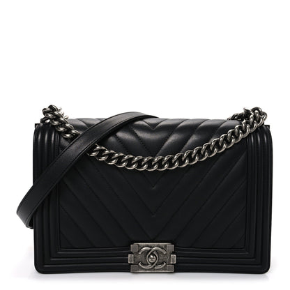Medium Quilted Lambskin Flap Shoulder Bag - Black