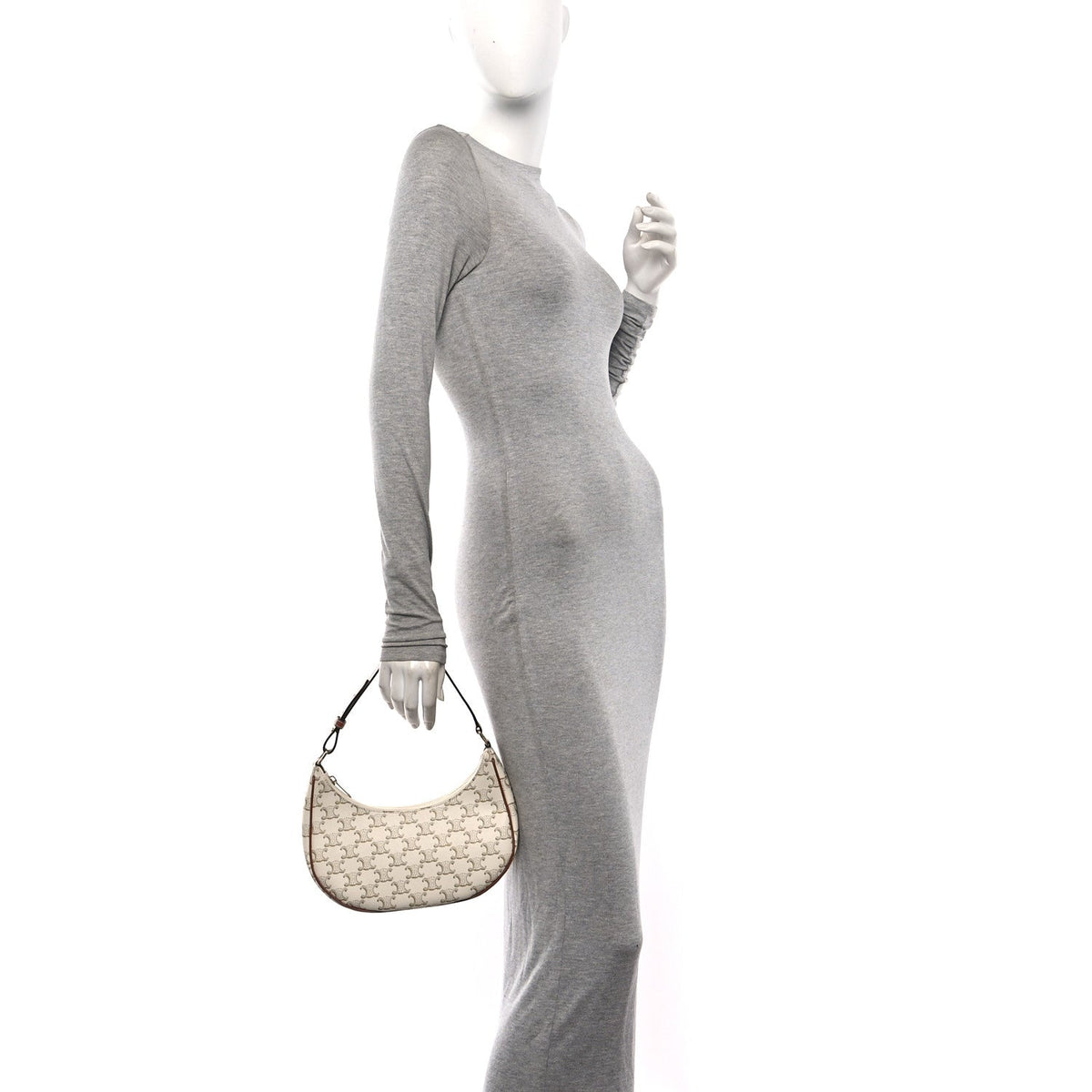 Calfskin Canvas Shoulder Bag - White