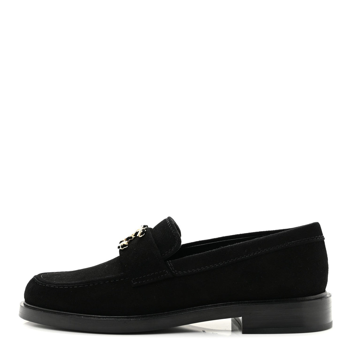 Suede Kidskin Crystal CC Loafers Black