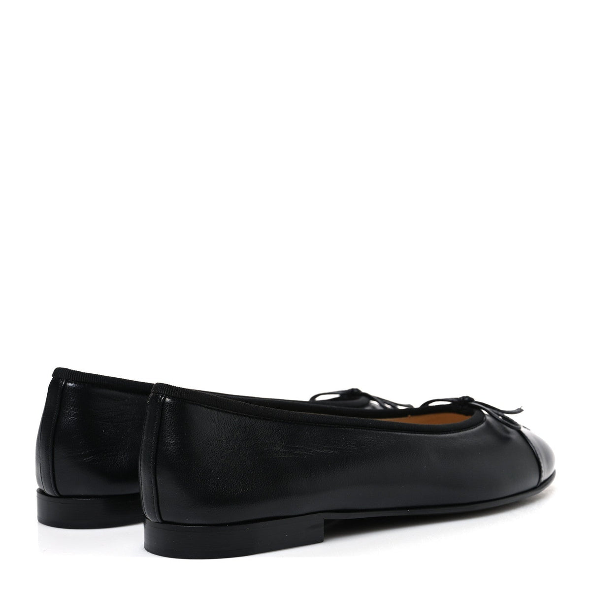 Chanel Lambskin Patent Cap Toe Women's Ballerina Flats Black