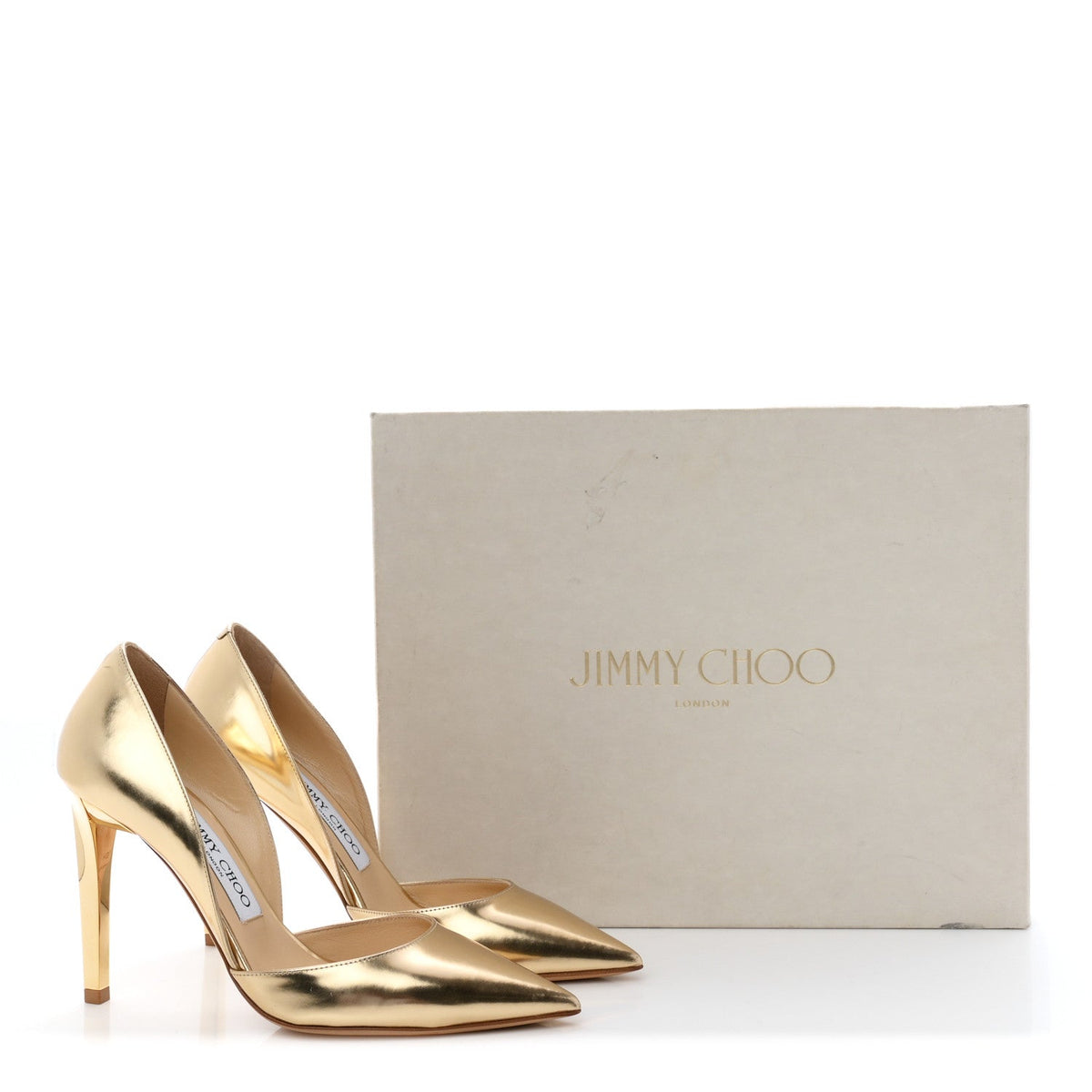 Jimmy Choo Mirror Calfskin Women's Darylin 100 Pumps 35 Gold