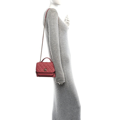 Small Quilted Caviar Flap Shoulder Bag - Pink