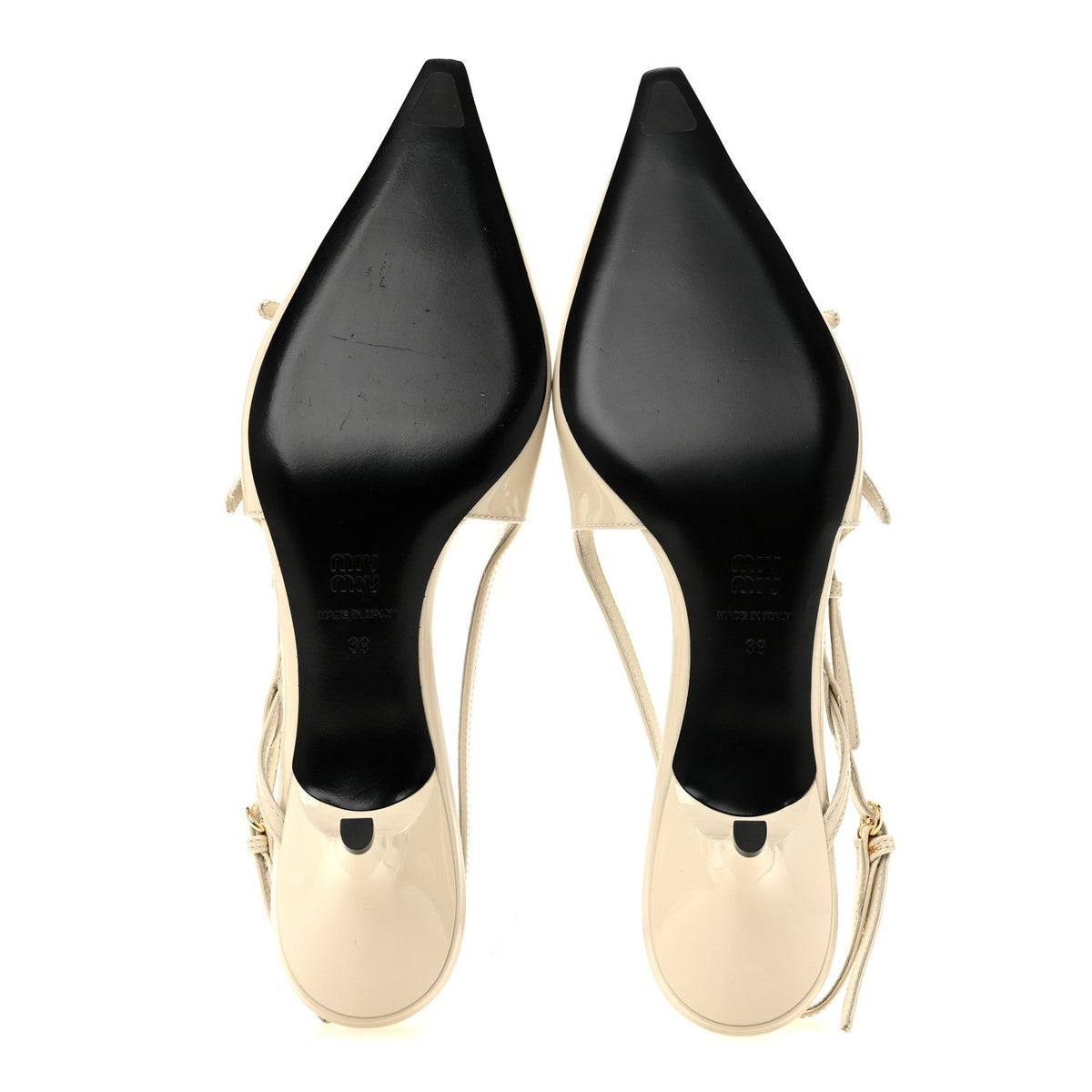 Miu Miu Patent Women's Vernice Buckle 55 Slingbacks 39 White