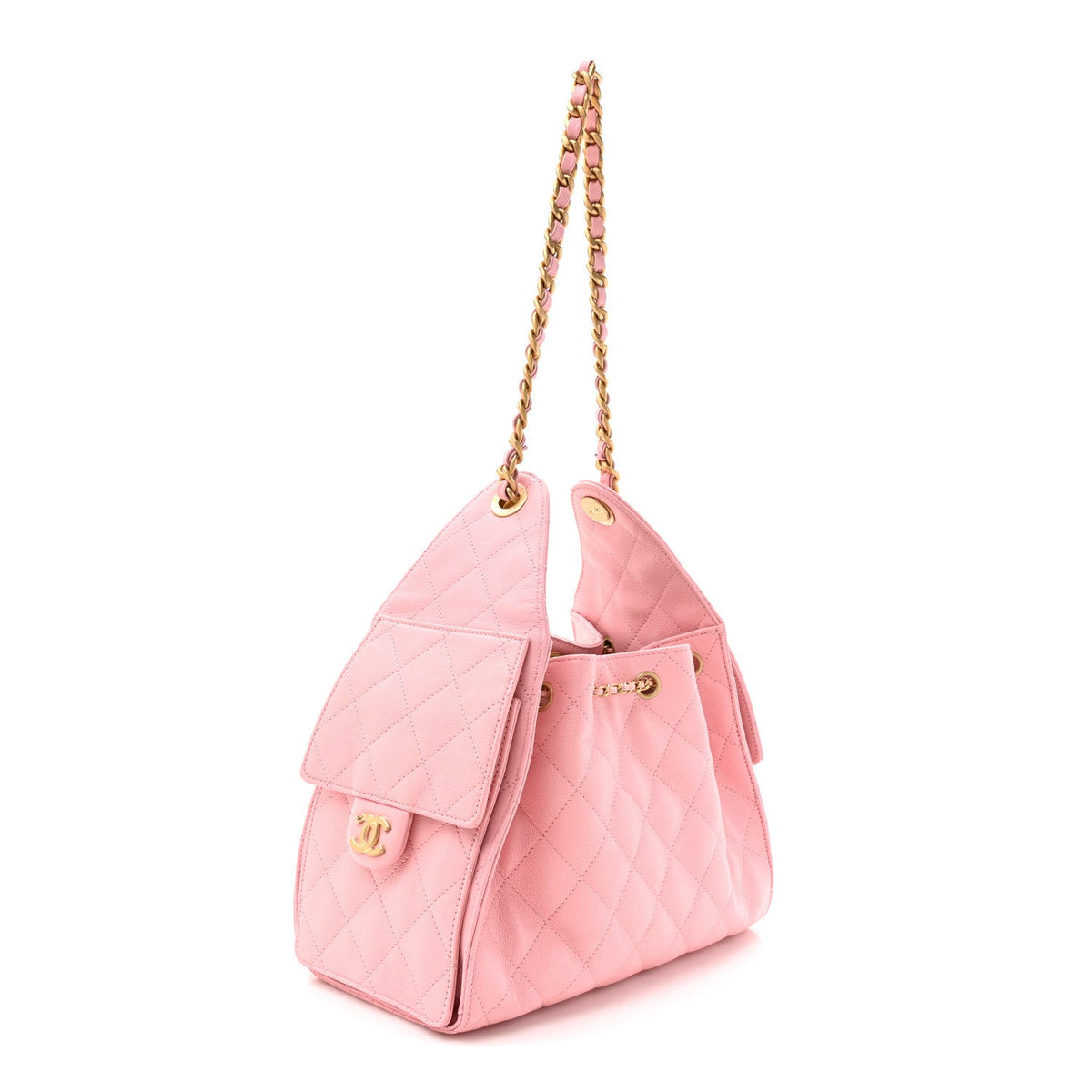 Small Quilted Caviar Handbag - Pink