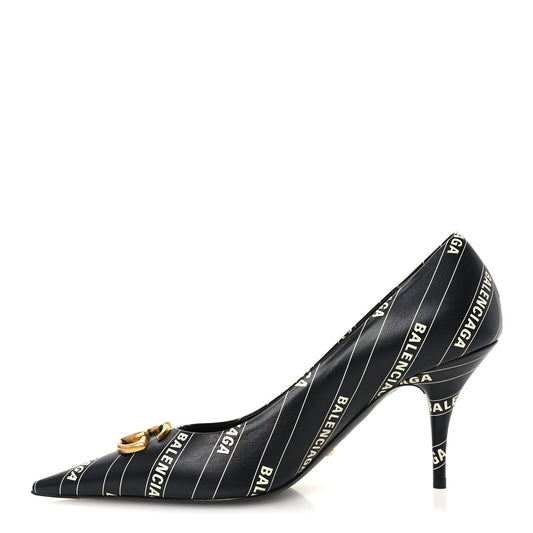 X Calfskin Logo Print Knife 80Mm Pumps Black