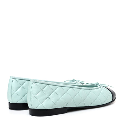 Chanel Quilted CC Cap Toe Women's Ballerina Flats Light Blue