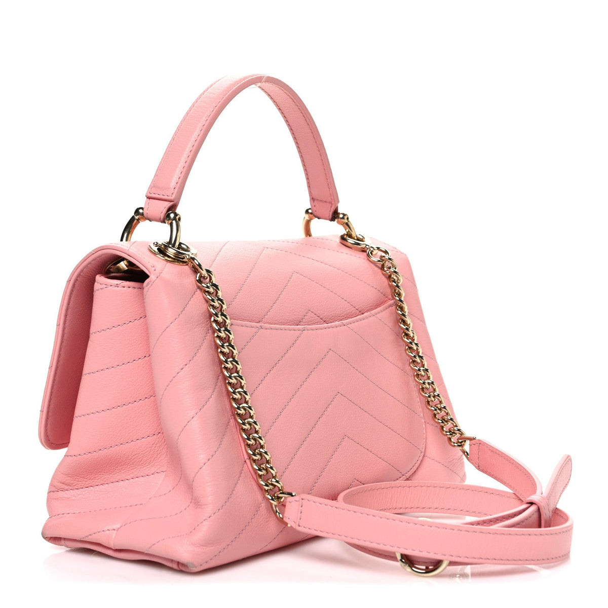 Small Calfskin Flap Shoulder Bag - Pink