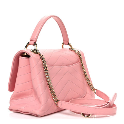 Small Calfskin Flap Shoulder Bag - Pink