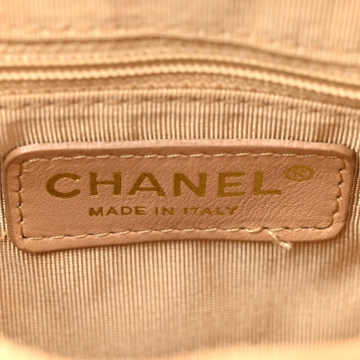 Quilted Caviar Shoulder Bag - Beige