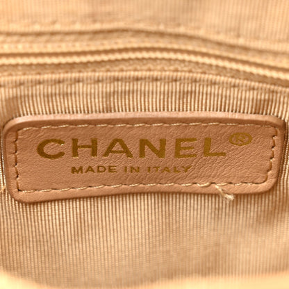 Quilted Caviar Shoulder Bag - Beige