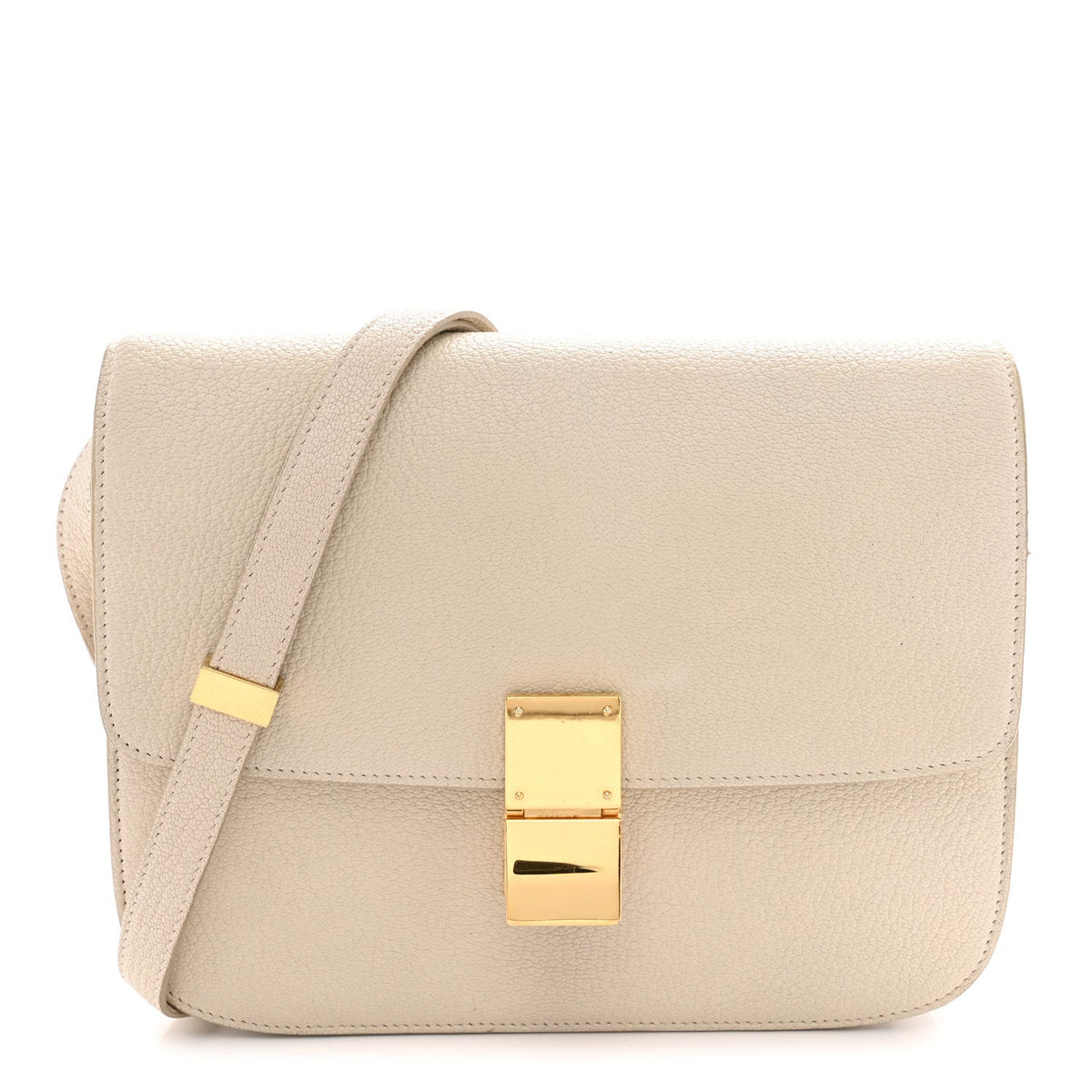 Medium Goatskin Flap Shoulder Bag - White