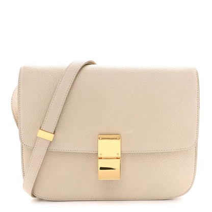 Medium Goatskin Flap Shoulder Bag - White