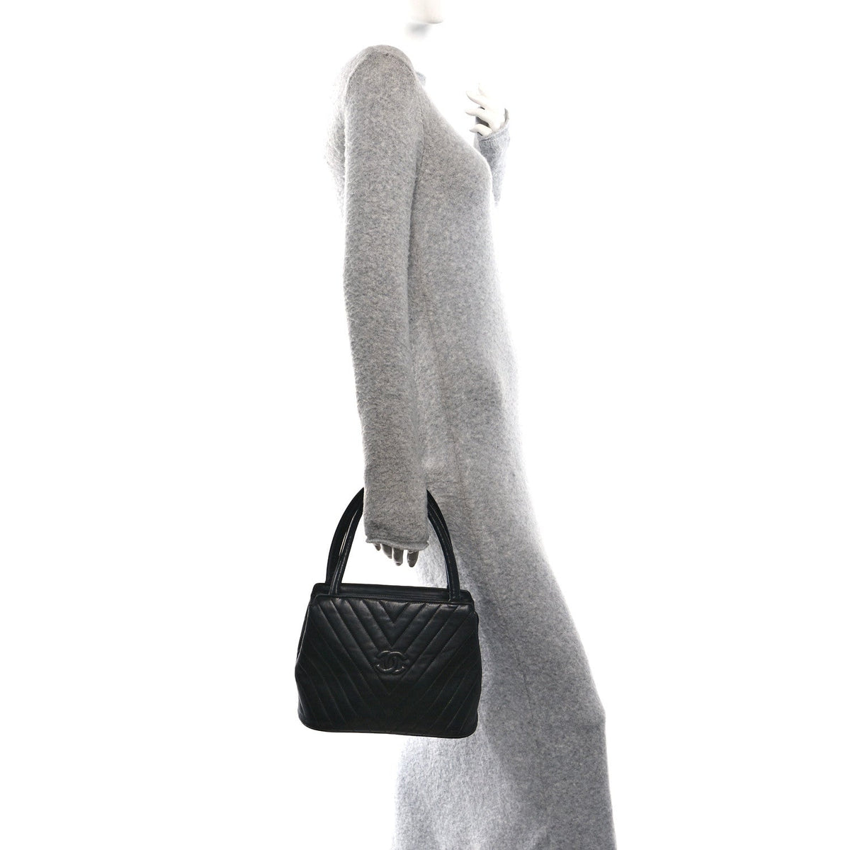 Quilted Lambskin Tote Bag - Black
