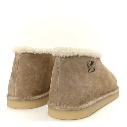 Miu Miu Shearling Suede Women's Ankle Boots 40 Deserto