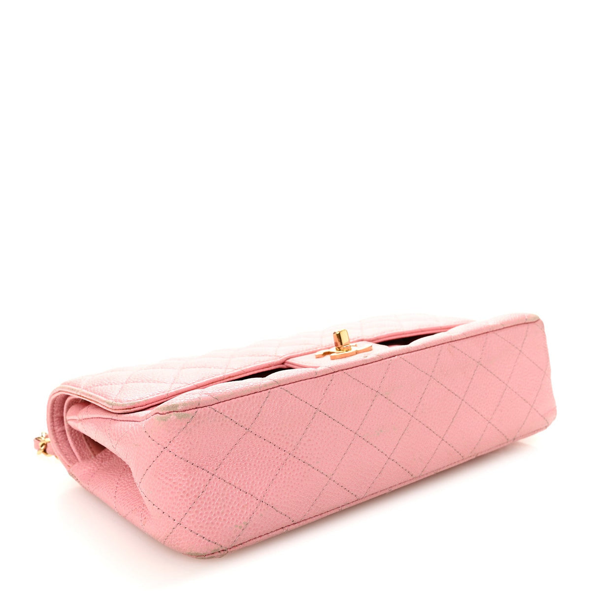Medium Quilted Caviar Flap Shoulder Bag - Pink