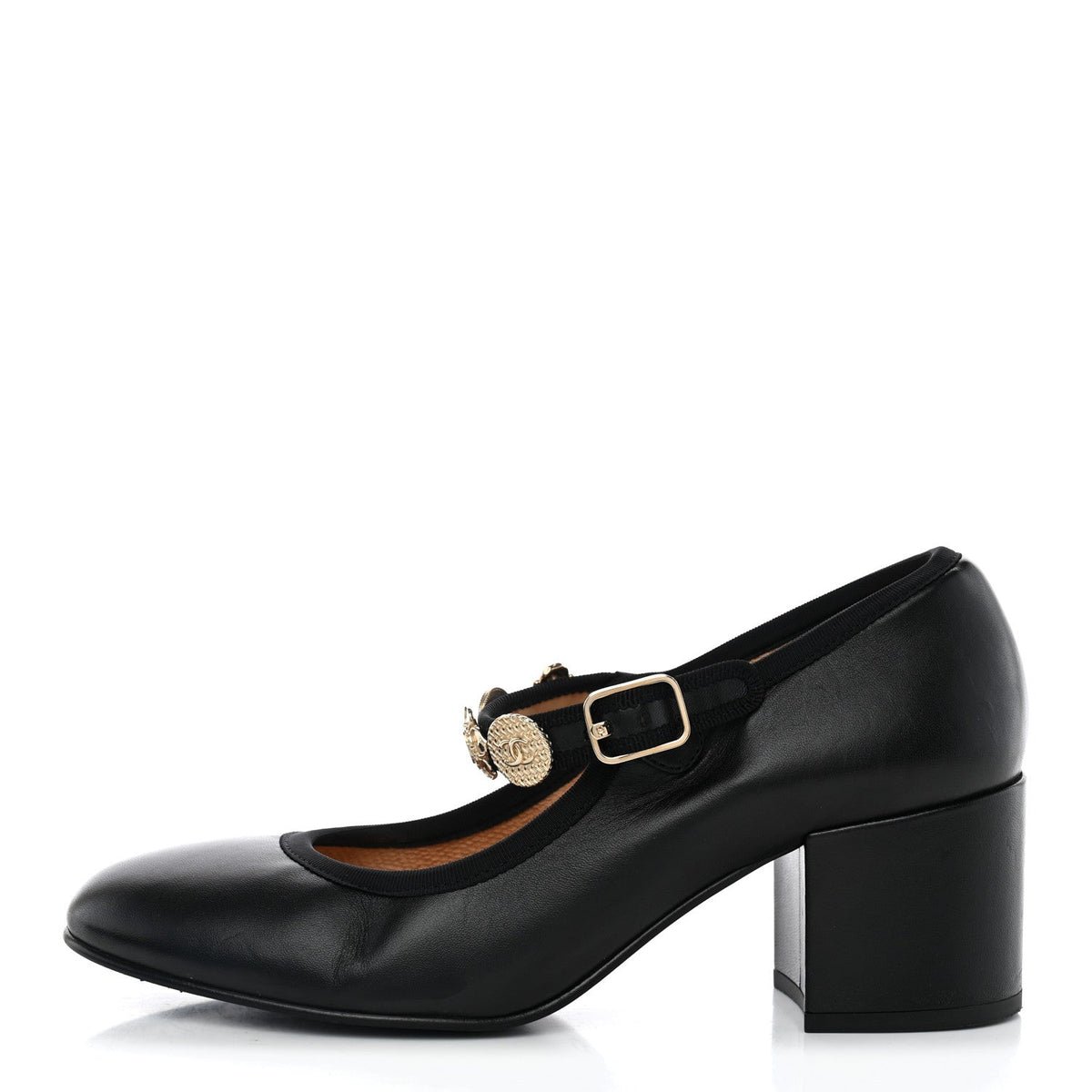 Lambskin Mary Jane Charm Pumps Black