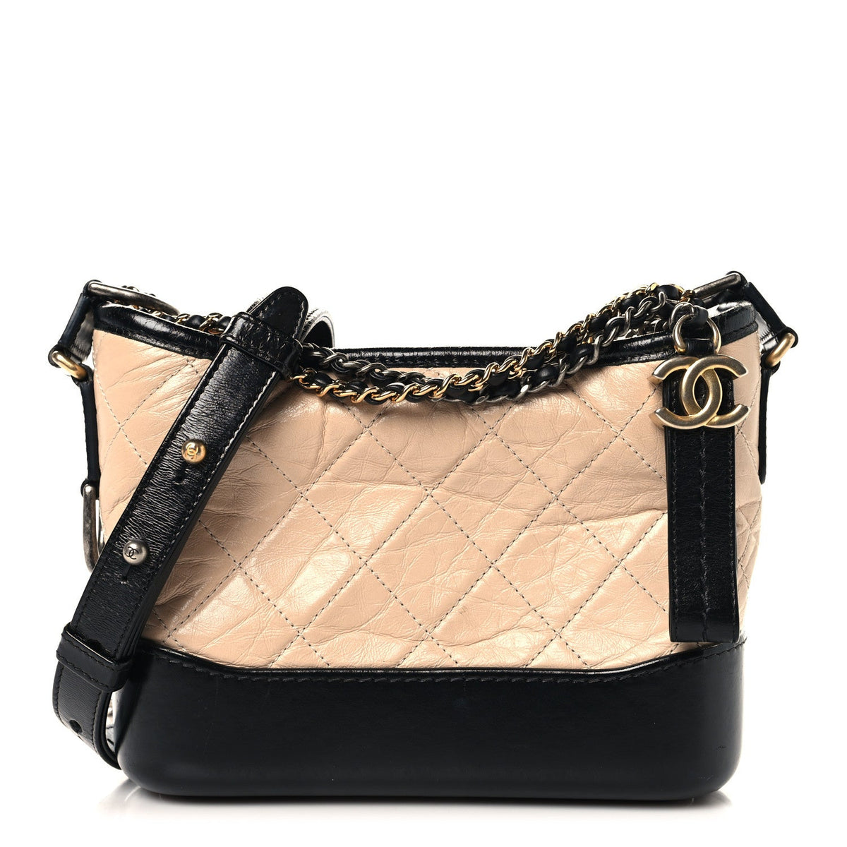 Small Quilted Calfskin Hobo Bag - Beige