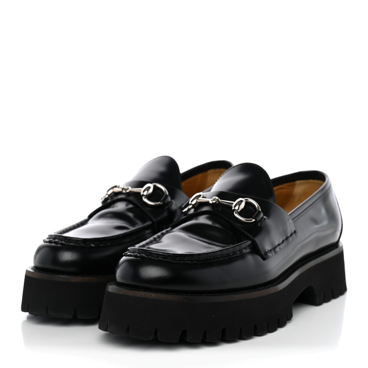 Gucci Cordovan Lux Horsebit 45mm Platform Women's Loafers Black