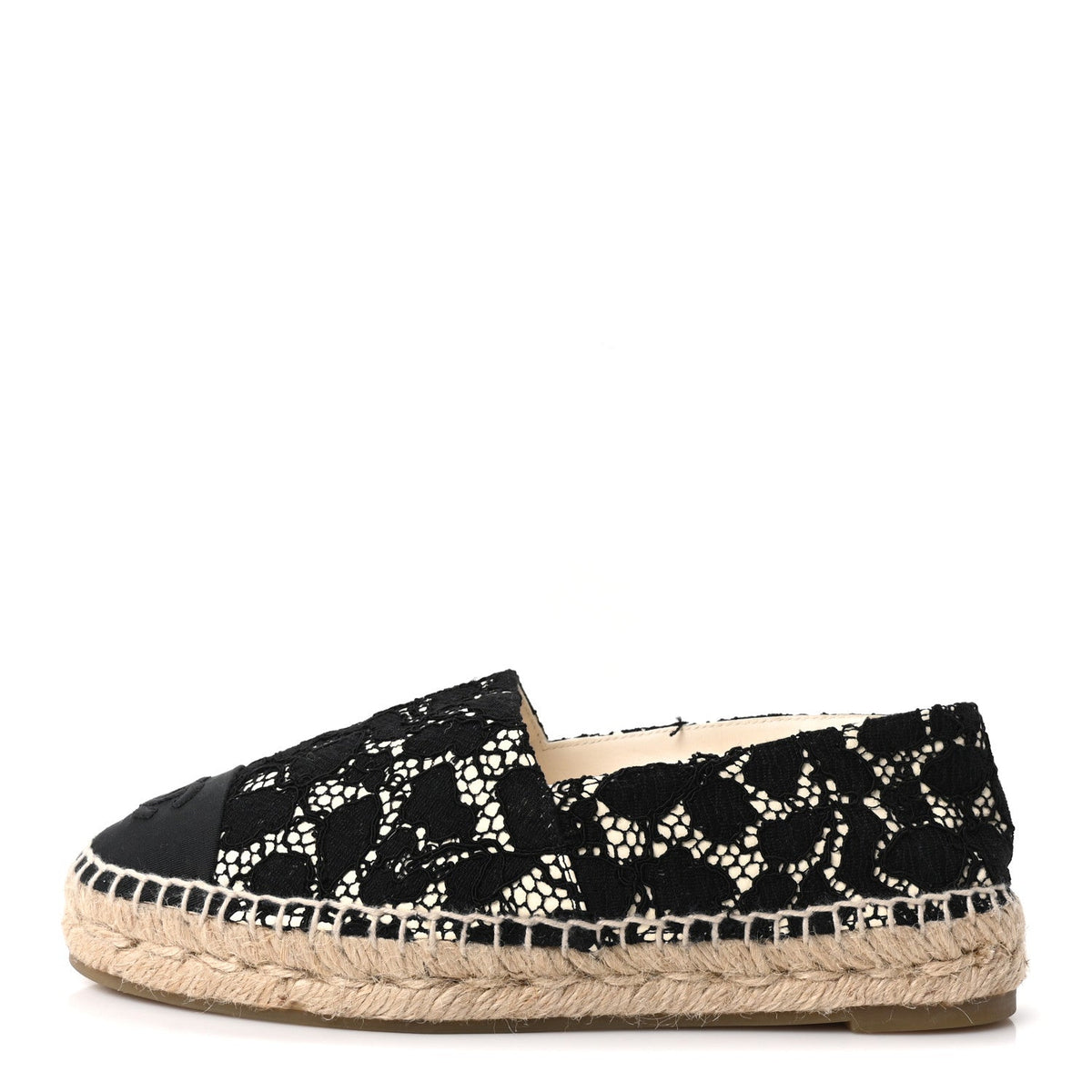 Chanel Lace Women's CC Espadrilles Flats 36 Black