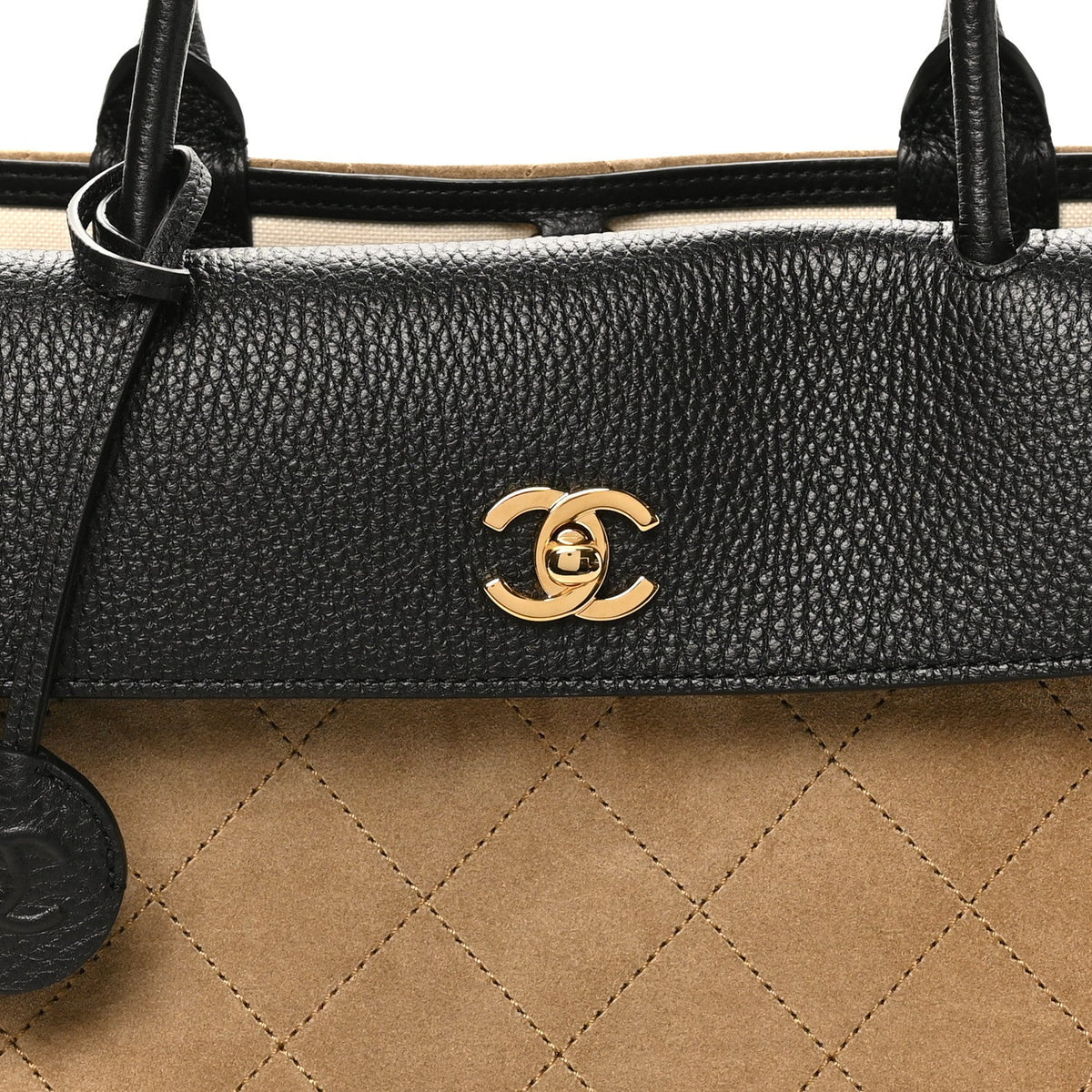 Calfskin Suede Handbag - Beige