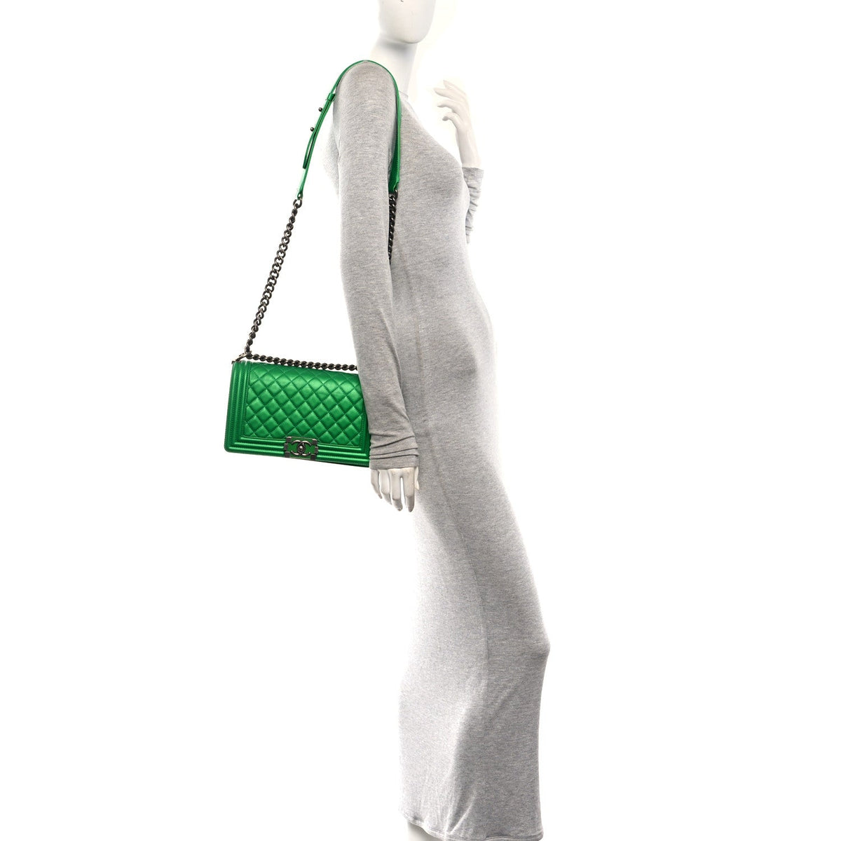Medium Quilted Calfskin Flap Shoulder Bag - Green