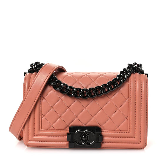 Small Quilted Calfskin Flap Shoulder Bag - Pink