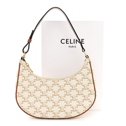 Calfskin Canvas Shoulder Bag - White