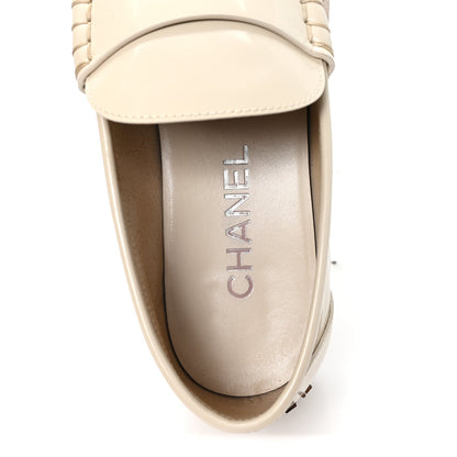 Chanel Shiny Calfskin Logo Women's Loafers