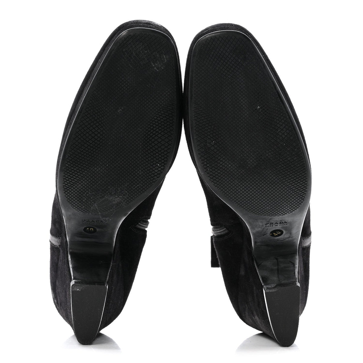 Prada Suede Women's Triangle Logo Zip Boots 40 Black