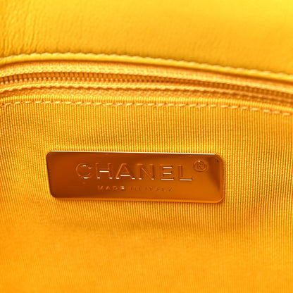 Medium Quilted Goatskin Flap Shoulder Bag - Yellow