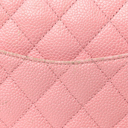 Medium Quilted Caviar Flap Shoulder Bag - Pink