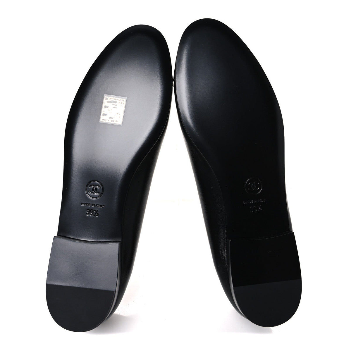 Chanel Lambskin Patent Cap Toe Women's Ballerina Flats Black