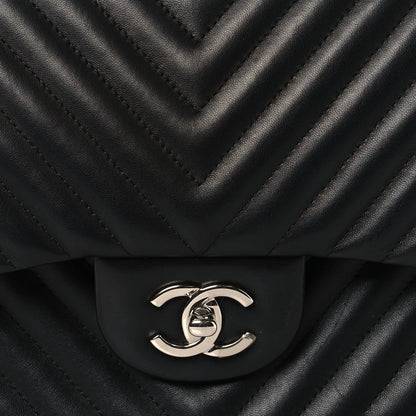 Quilted Lambskin Flap Shoulder Bag - Black